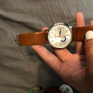 men’s leather fossil watch